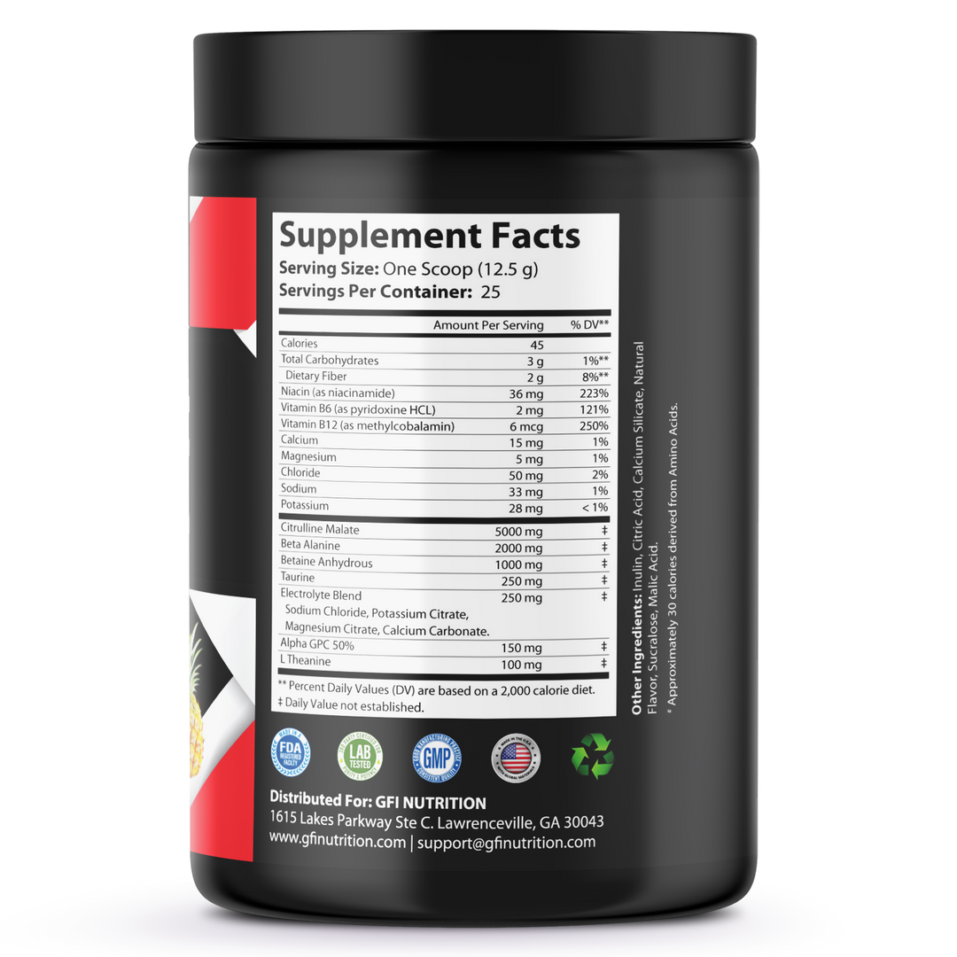 Non-Stim Pump Pre-Workout: Pineapple 312.5g w/ Natural Flavor