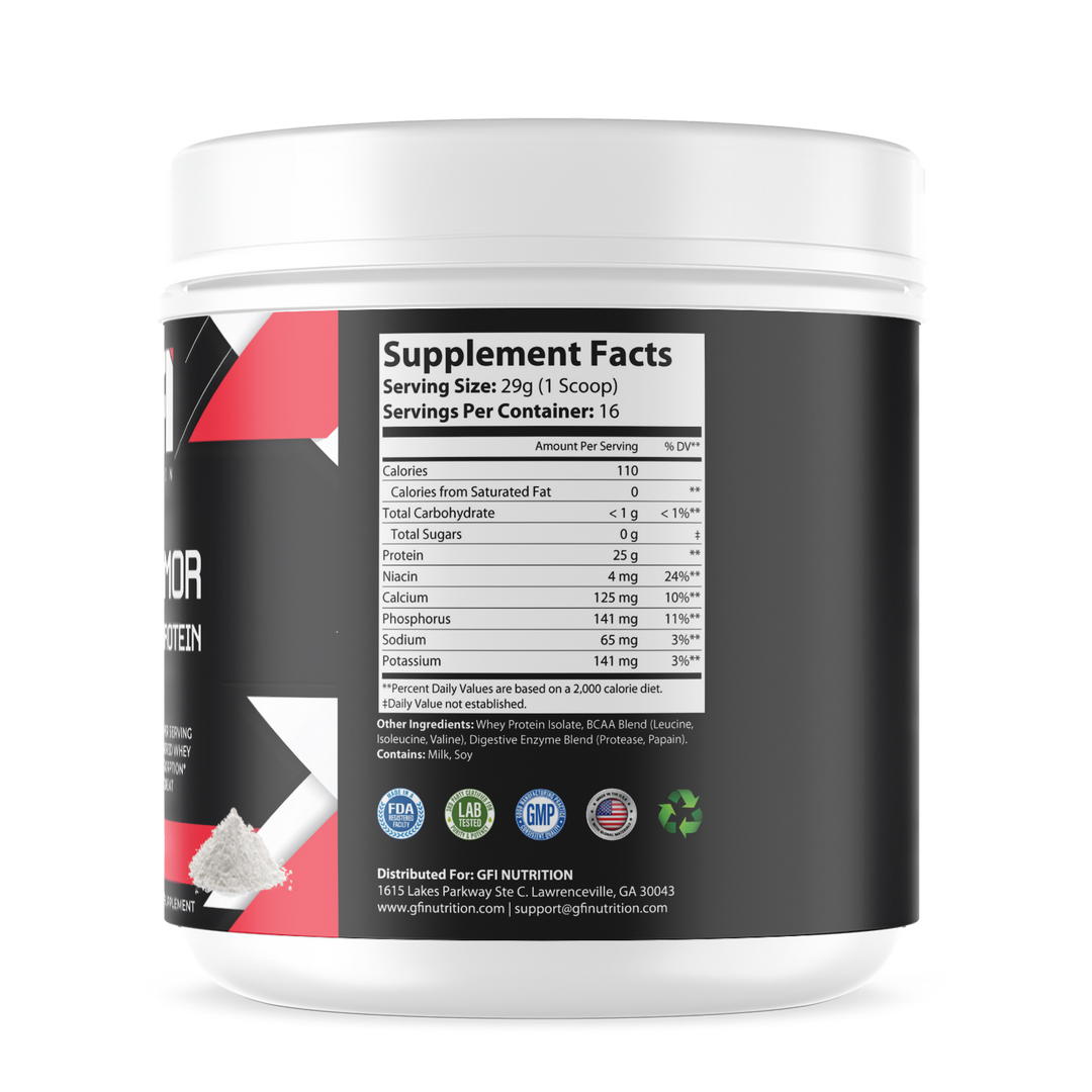 1lb Whey Armor Isolate Protein Unflavored